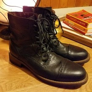 Steve Madden "Nathen" Leather Lace-Up Combat Boots